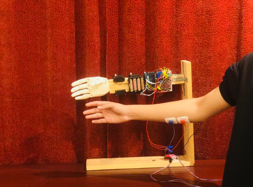 Science fair display for the bionic hand project